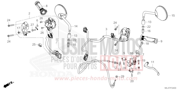 CONTACTEUR DE POIGNEE/LEVIER/CABLE/MIROIR (CMX1100A/A2) de CMX 1100 "Rebel" MAT BETA SILVER METALLIC (NHC08) 2026